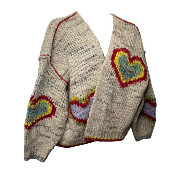 Daily Practice Anthropologie Love Me Heart Chunky Knit Cardigan Oversize XL - Picture 3 of 9